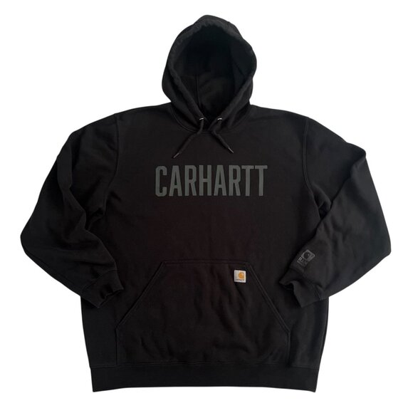 Carhartt Rain Defender Hoodie Mens XL Black Pullover Logo Bold Spellout 104816 - Picture 1 of 11
